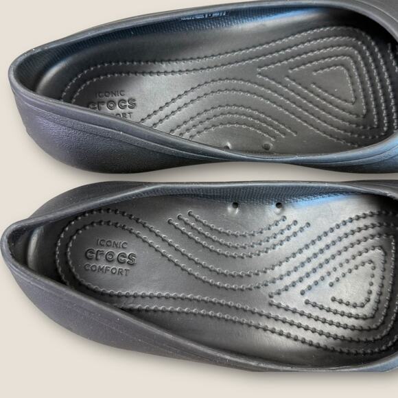 Crocs Womens Black Brooklyn Flat Ballet Shoes Size 8 Slip On Comfort Round Toe - Picture 8 of 10